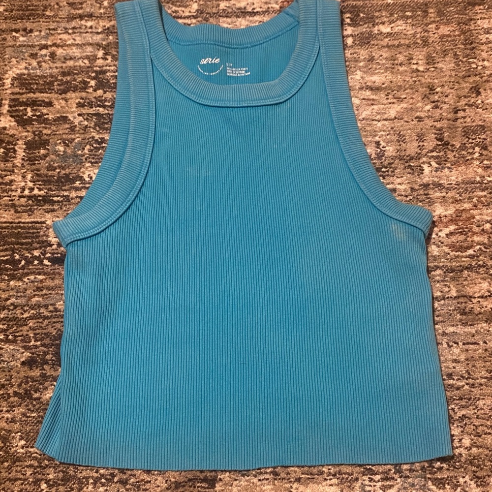 Aerie Teal Ribbed Sleeveless Top
